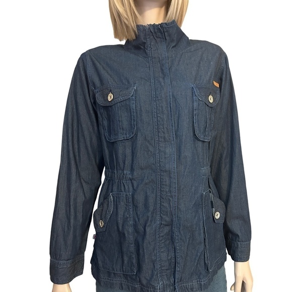 JR by JAR Denim Field Jacket Utility Coat 100% Cotton Full Zip Front Monogrammed - Picture 7 of 15